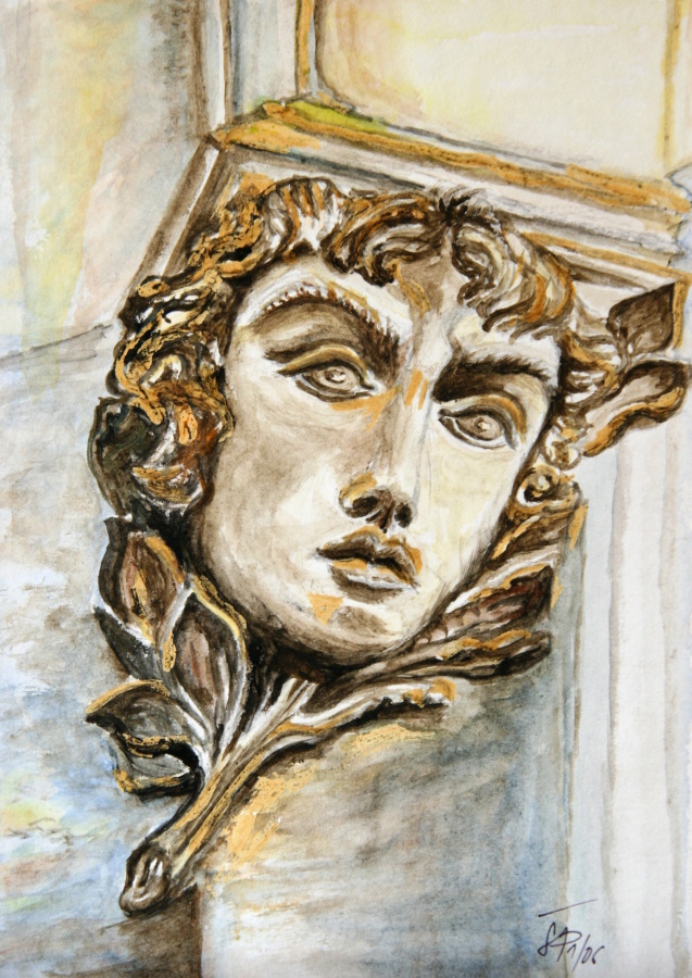 detail hlavy na kostele